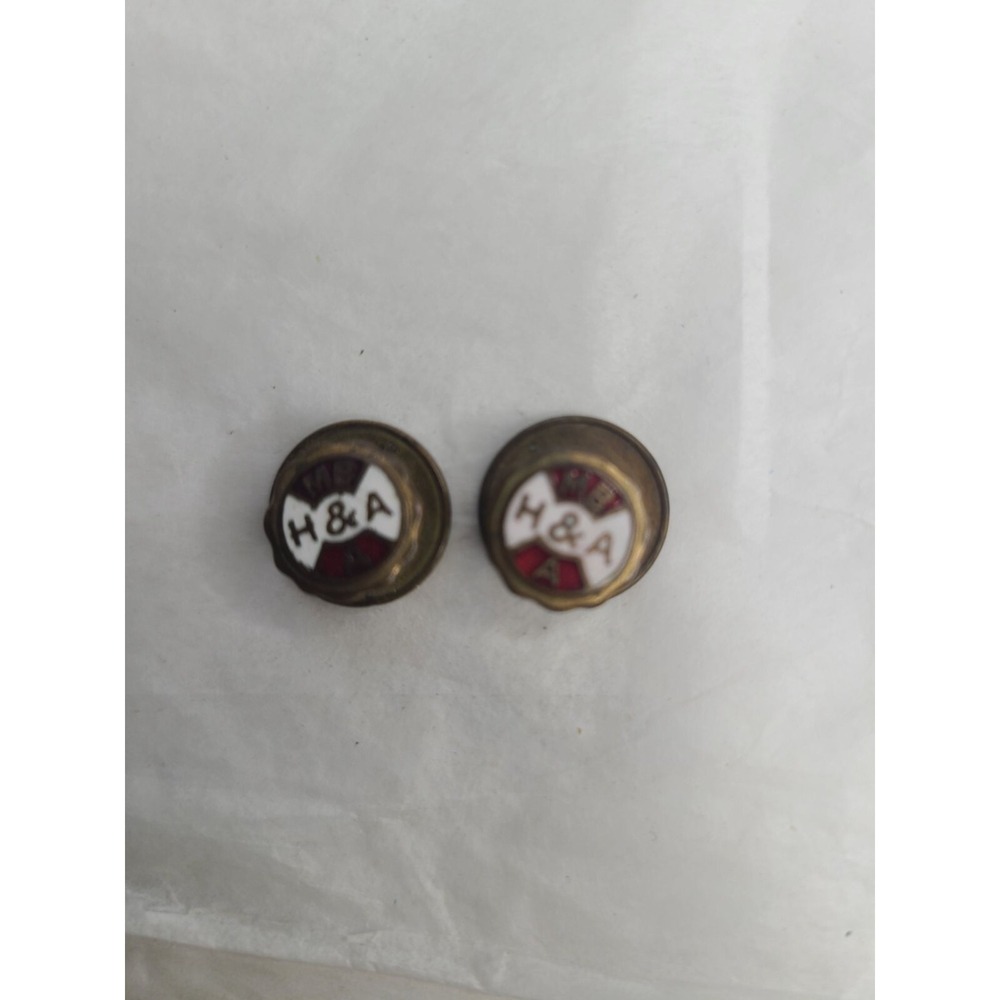 Vintage H&A Brass MB A Enamel Shirt Studs Collectible